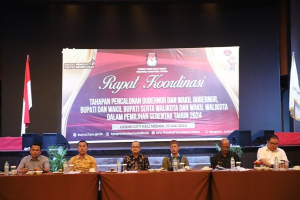 KPU Sumut dan KPU Kab/Kota se-Sumut Rakor Tahapan Paslon yang Diusung Parpol pada Pilkada 2024 