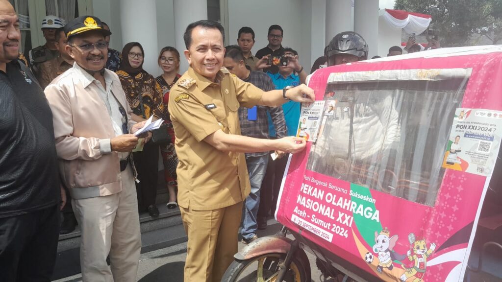 Perkuat Promosi dan Sosialisasi PON, Pj Gubernur Sumut Melepaskan Sebanyak 550 Unit Becak PON XXI Tahun 2024