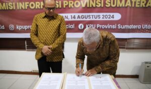 KPU Provinsi Sumut Teken MoU Keterbukaan Informasi Publik Bersama KIP Sumut
