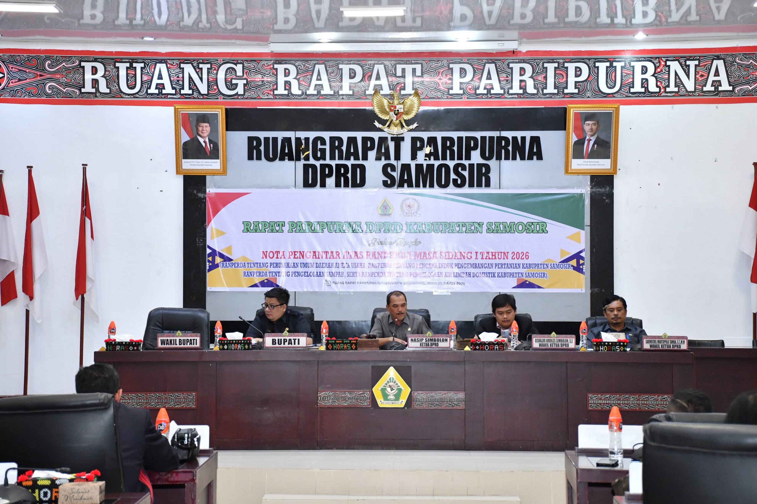 Bupati Samosir Menyampaikan Nota Pengantar Empat Ranperda dalam Rapat Paripurna DPRD