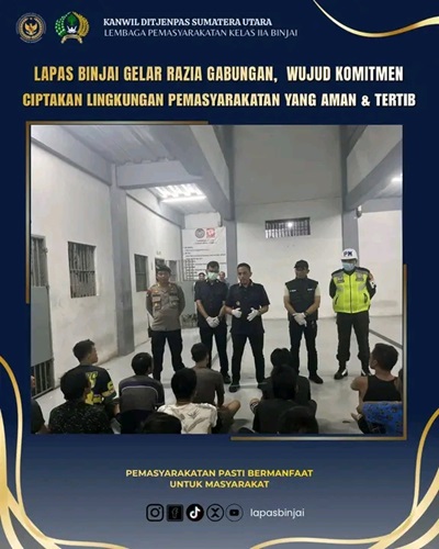 Lapas Binjai Perkuat Keamanan Lewat Kegiatan Razia Gabungan